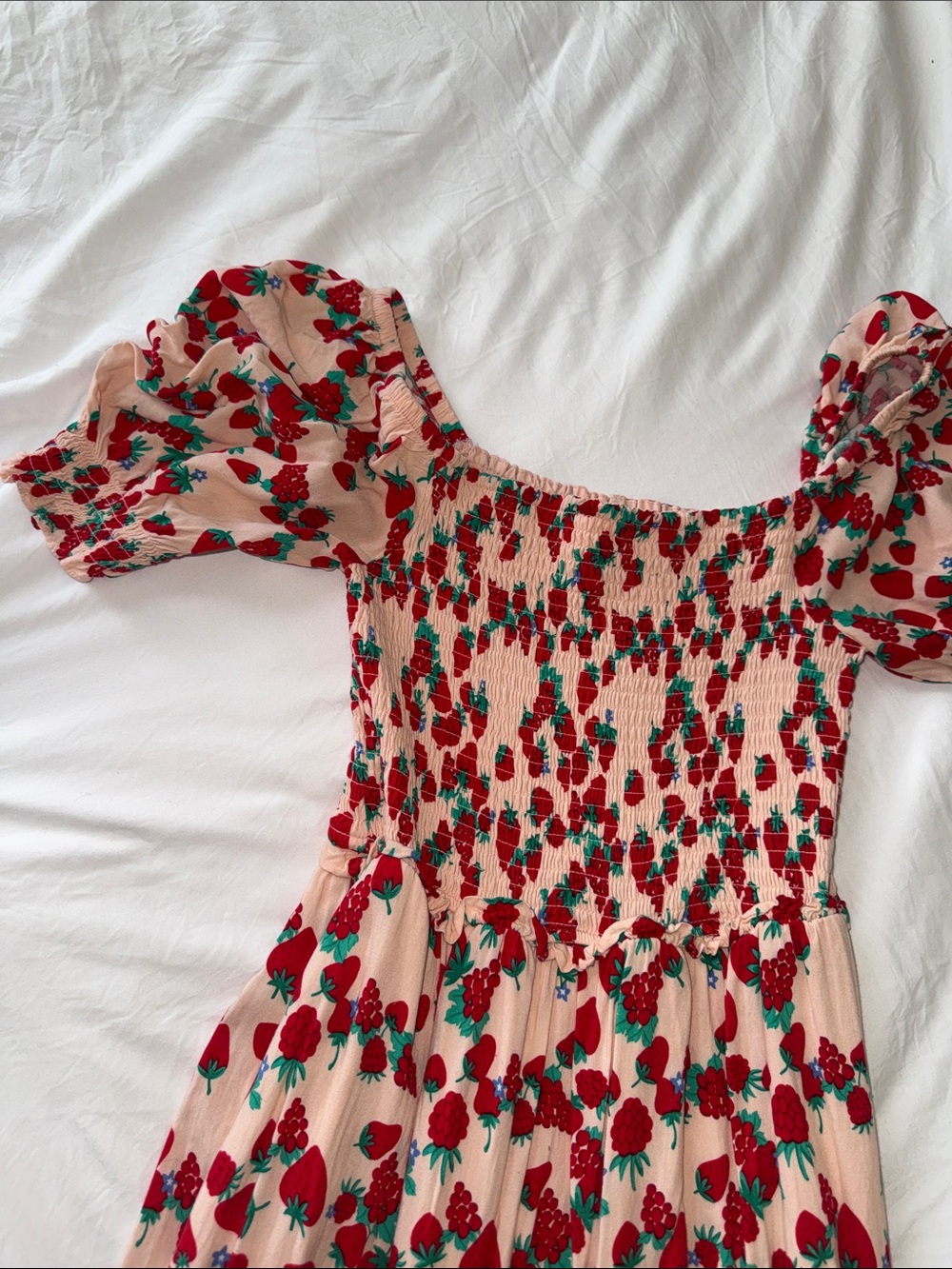 Betsey Johnson Pink Maxi Dress with Red Strawberry Print - Picture 3 of 3